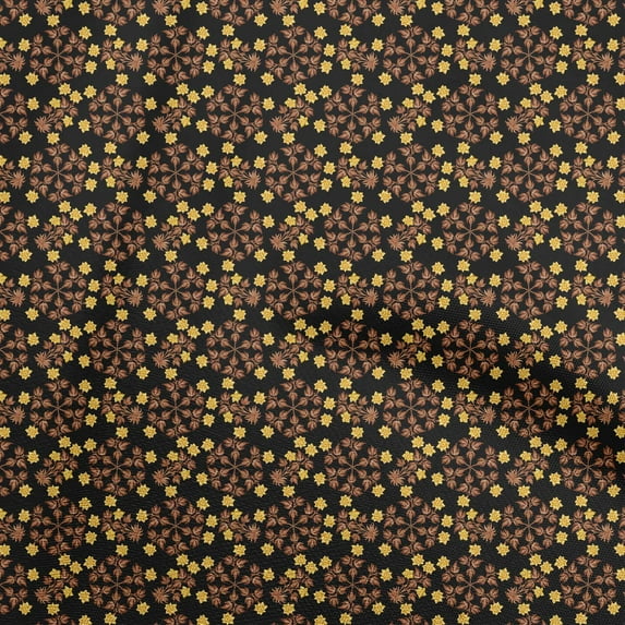 oneOone Polyester Spandex Black Fabric Floral Sewing Material Print Fabric By The Yard 56 Inch Wide