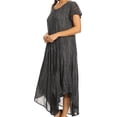 thumbnail image 4 of Sakkas Faye Cap Sleeved Cotton Caftan Cover Up Dress - Black - One Size Regular, 4 of 5