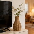 thumbnail image 5 of Rattan Vase for Flowers, 10.24" Rustic Woven Wicker Vase for Boho Home Decor, Dark Brown Imitation Rattan Flower Basket, Farmhouse Desktop Centerpiece for Pampas Grass, Dried Floral Arrangement, 5 of 6