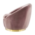 thumbnail image 4 of Armchair Swivel Accent Chair, Pink Gold, Velvet, Modern Contemporary, Living Lounge Cafe Room Hotel Lobby Hospitality, 4 of 7