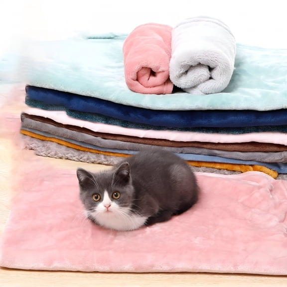 GASTROPOD 3 Pack Fleece Cat Blanket, 19x 27 inch Fluffy Blanket for Small Cat Puppy, Soft Pet Blanket Sleep Mat Bed Cover for Couch Sofa Bed Camping Mat Car Seat (Random Colors)