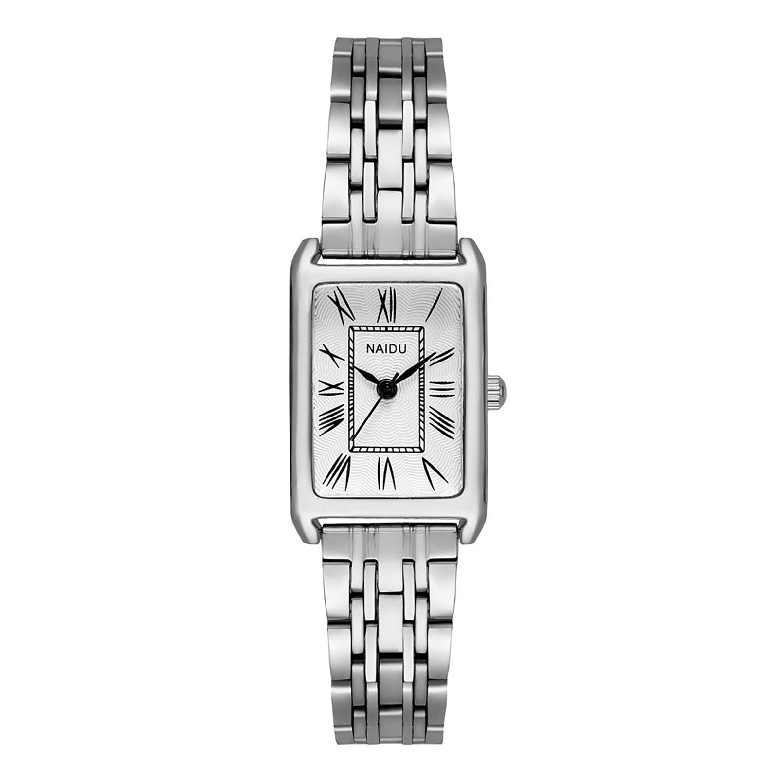 Women\'s Rectangular Stainless Steel Dress Watch with Roman Dial Quadro Roman Numerals Melrose main image 2