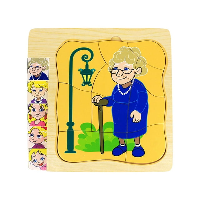 Rompecabezas de madera para pequeños de 2 a 5 años, juego de regalo de rompecabezas educativo y de aprendizaje preescolar para y niñas Mujer Sunnimix Rompecabezas del ciclo de vida