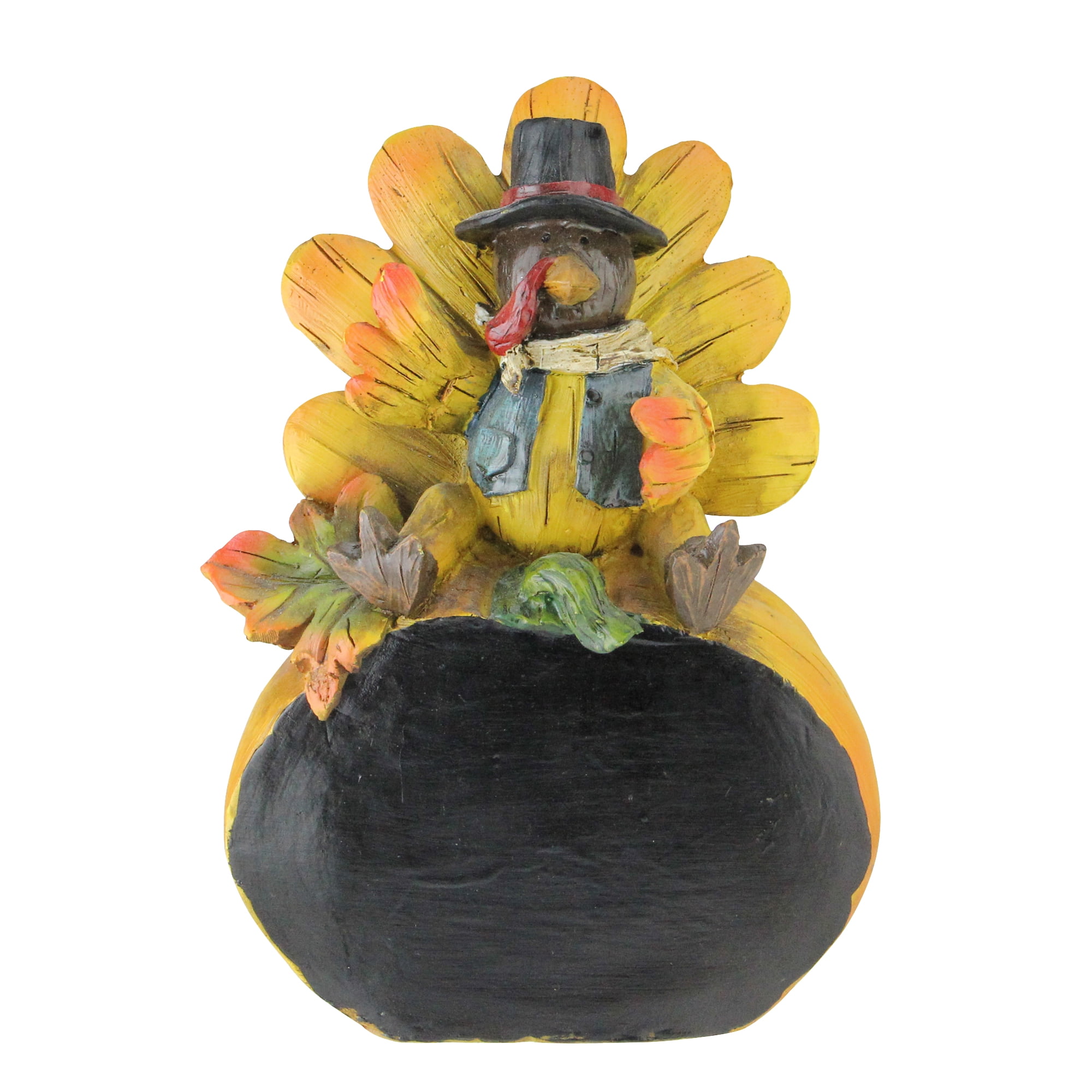 8.25” Autumn Harvest Thanksgiving Turkey Chalkboard Decorative Table Top Figurine