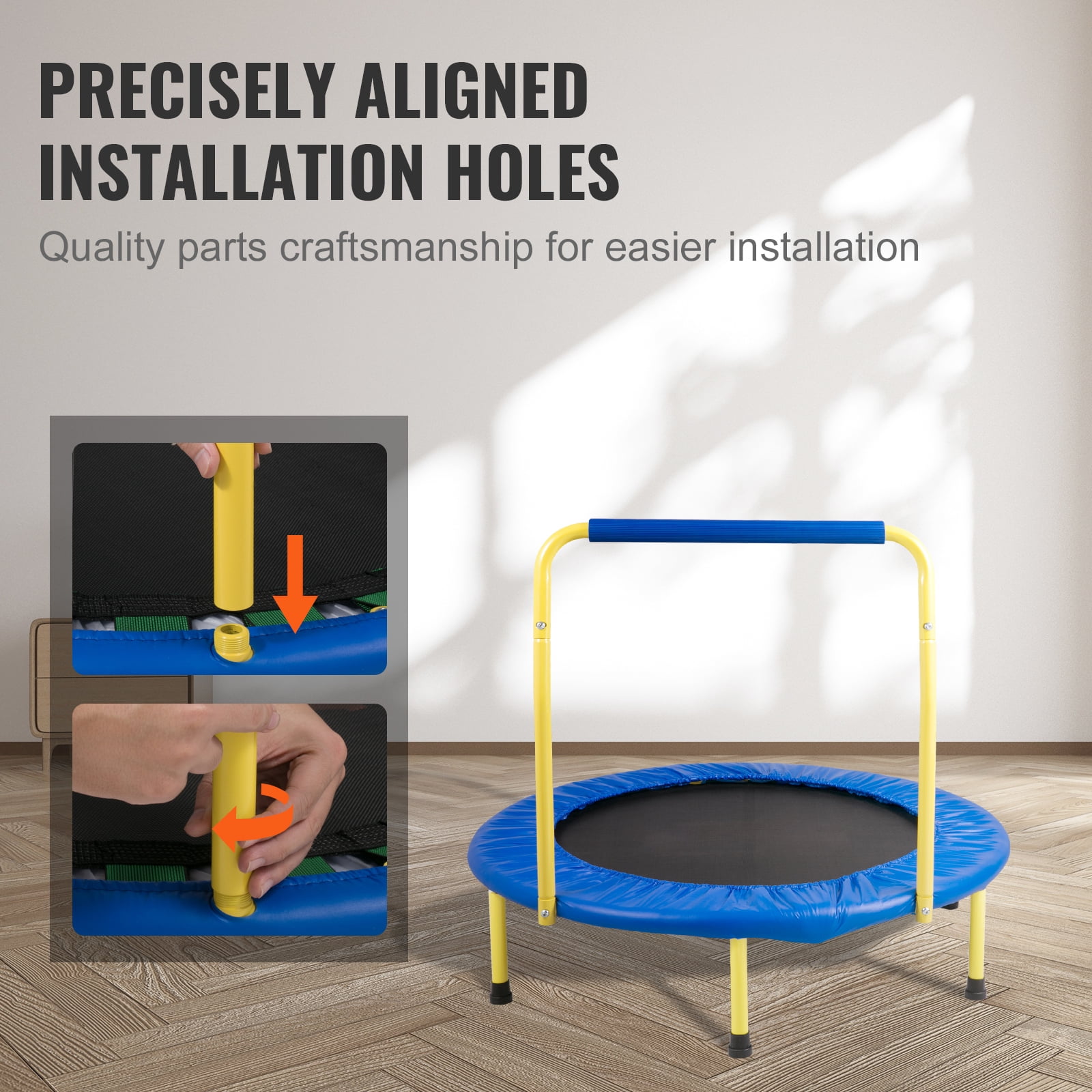 KFFKFF 36-inch Trampoline for Children, 3FT Indoor/Outdoor Toddler Trampoline, Collapsible Petite Trampoline with Cushioned Grip, Fun Trampoline Present for Kids Aged 3
