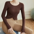 thumbnail image 4 of BLVB Women's Fall Knitted Crop Tops Crewneck Long Sleeve Casual Slim Basic Shirts Ladies Going out Blouse, 4 of 6