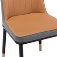 thumbnail image 5 of Dining Chairs Set of 4, PU Leather Living Room Chairs, Modern Upholstered Dining Room Chair with Iron Metal Gold Plated Legs, Bicolor Armless Side Chair for Kitchen, Dining Room, Living Room, Brown, 5 of 9
