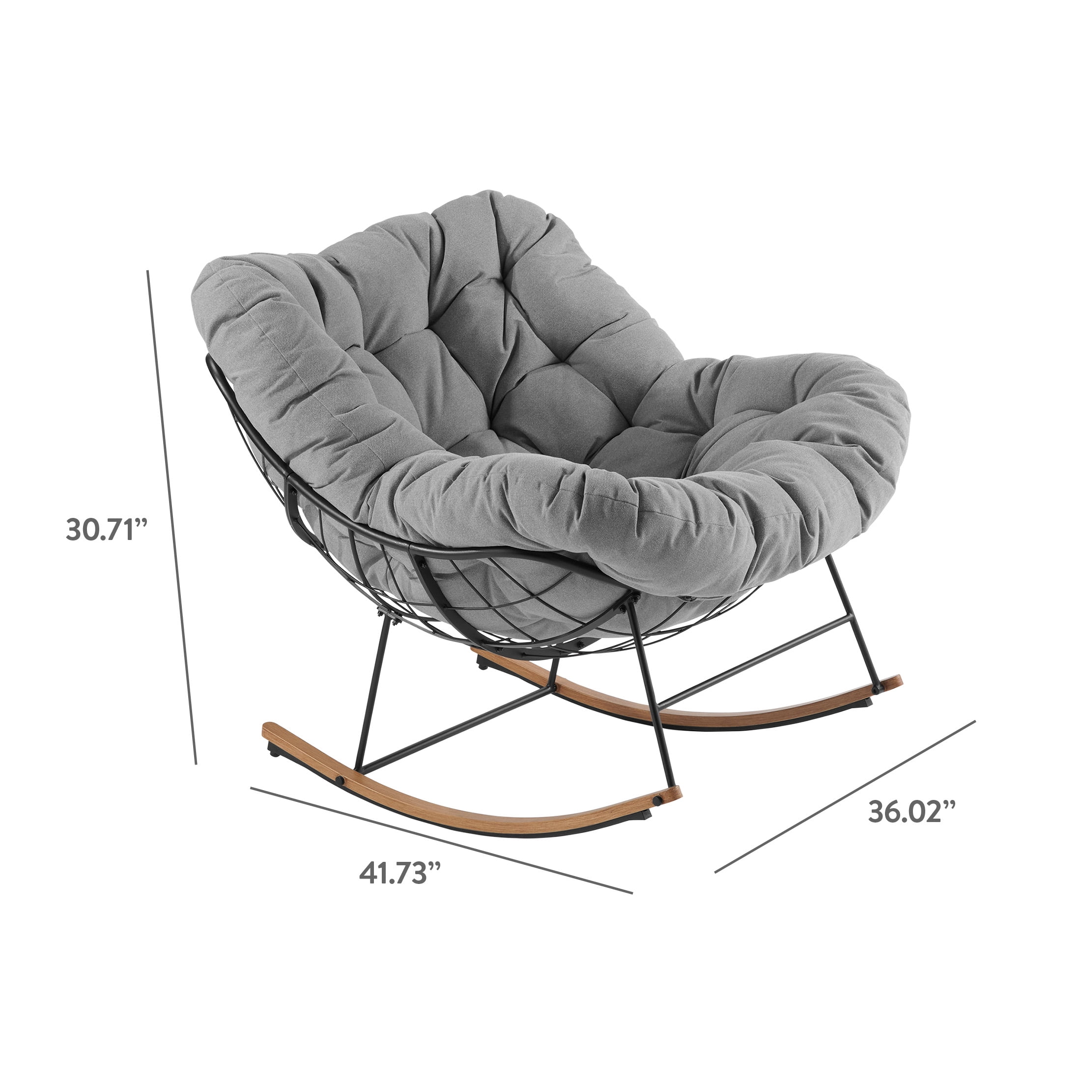Better Homes & Gardens Marlow Papasan Outdoor Rocking Chair, Gray