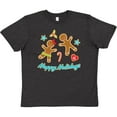 thumbnail image 3 of Inktastic Happy Holidays with Gingerbread Cookies Youth T-Shirt, 3 of 5