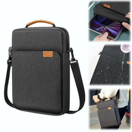 Black 13.3 Inch Tablet Laptop Shoulder Bag - Portable Oxford Cloth Messenger Case with Removable Strap for Students & Business Travel (Water Resistant)