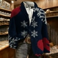 thumbnail image 6 of oelaio Mens Christmas Blazer Big and Tall Corduroy Suit Jacket Xmas Snowflake Print Long Sleeve 2 Button Business Office Jacket Holiday Party Blazers Navy XXXL, 6 of 8