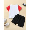 thumbnail image 3 of Toddler Baby Boy 4th of July Outfits Short Sleeve Letter Print Shirt +Star Stripe Shorts Set 2Pcs Summer Clothes, 3 of 8