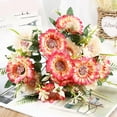 thumbnail image 6 of 1 Bouquet 7 Heads Artificial Flowers in Vase Decor Flower Arrangements Fake Faux Flowers Bouquets in Ceramics Vase Table Centerpieces Holiday Dinning Coffee Room Table Kitchen, 6 of 8