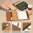 thumbnail image 3 of Uxcell A5 PU Leather Binder Cover, 6 Ring Loose Leaf Binder Protector Round Ring Binder Cover Refillable Notebook Binder for Meeting Photocard Budget Notebook Folder, Brown, 3 of 6