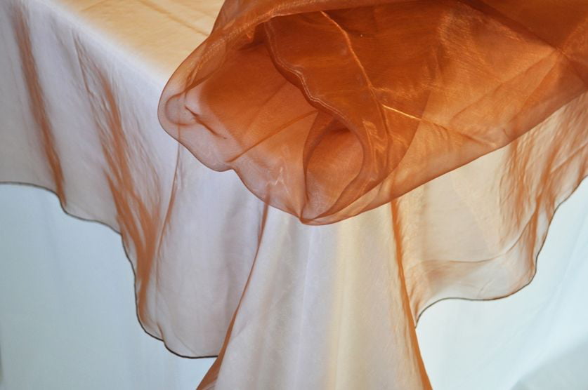Wedding Linens Inc 90 Organza Sheer, Copper Round Table Linens