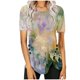 thumbnail image 1 of Blusas de Manga Corta para las Mujeres Botón Impreso Cuello Redondo Top Casual, Blusas para las Mujeres Casual, 1 of 5