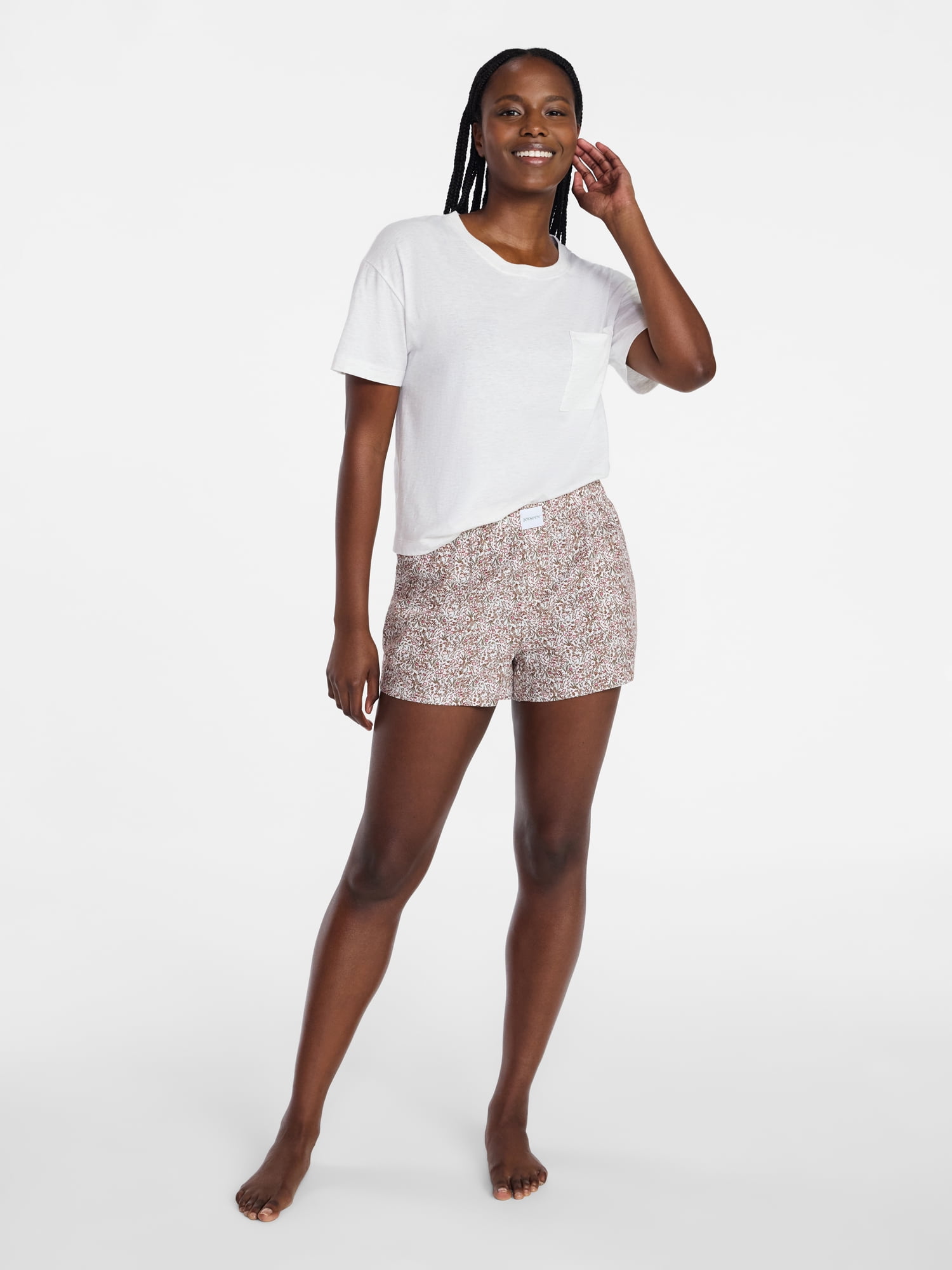 Joyspun Women's Woven Pajama Boxer Shorts, Sizes XS to 3X
