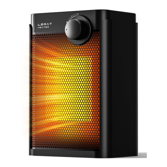 Calefactor eléctrico portátil Lerat 1200W para interiores, negro