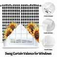 thumbnail image 3 of Farmhouse Sunflower Swag Curtain Valance for Windows, Country Floral Rustic Black Buffalo Plaid Window Treatments Short Swag Topper for Kitchen Windows Bathroom Bedroom, 28"x36", 3 of 8