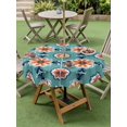 thumbnail image 5 of Outdoor Tablecloth with Umbrella Hole, Boho Turquoise Spillproof Waterproof Outdoor Table Cover, Geometric Minimalist Colorful Floral Patio Tablecloths for Party/Garden/Picnic, Round 60 inch, 5 of 9