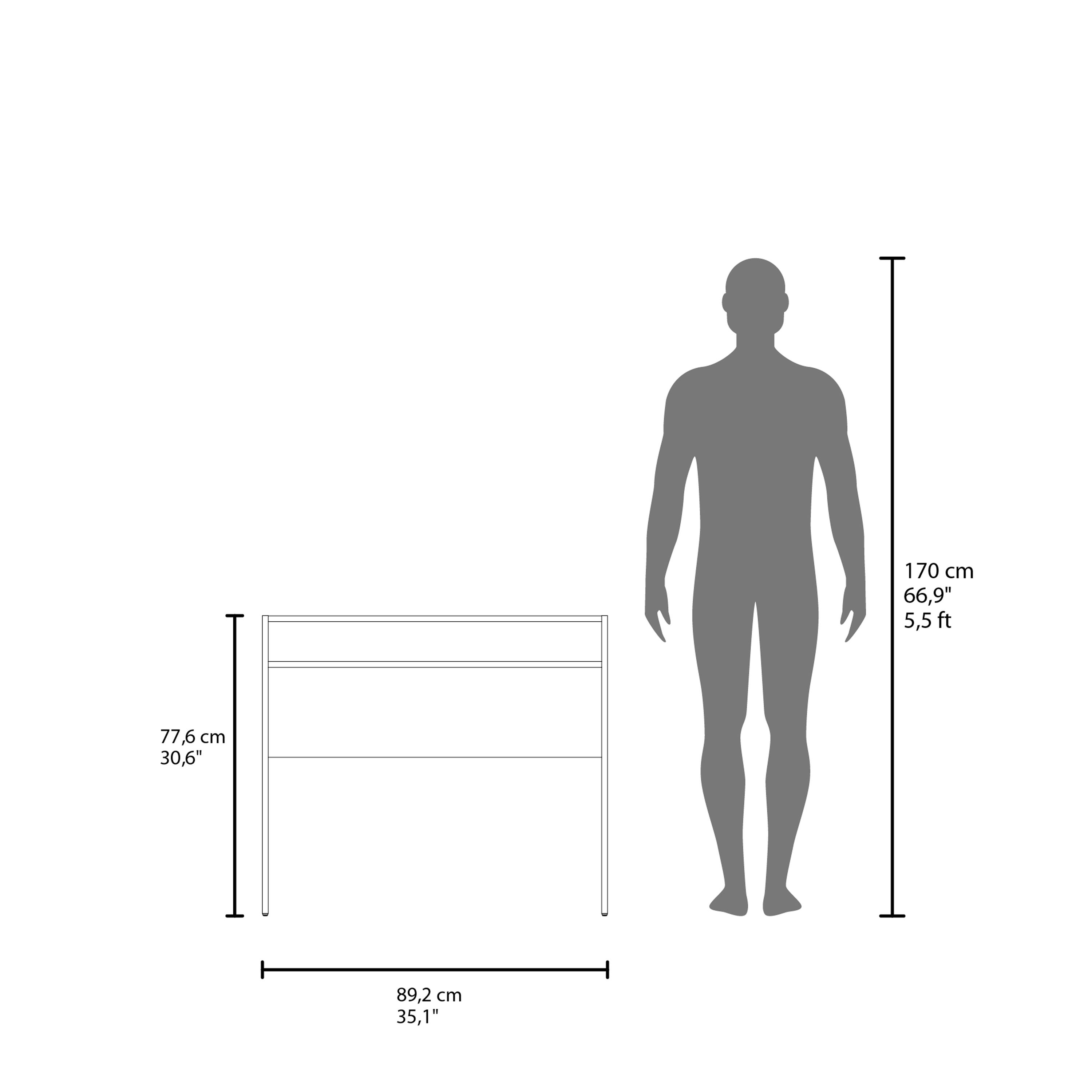 Writing Desk with Open Shelf, 35 in Wide Computer Desk, Modern Freestanding Desk for Home Office, Bedroom, and Small Spaces