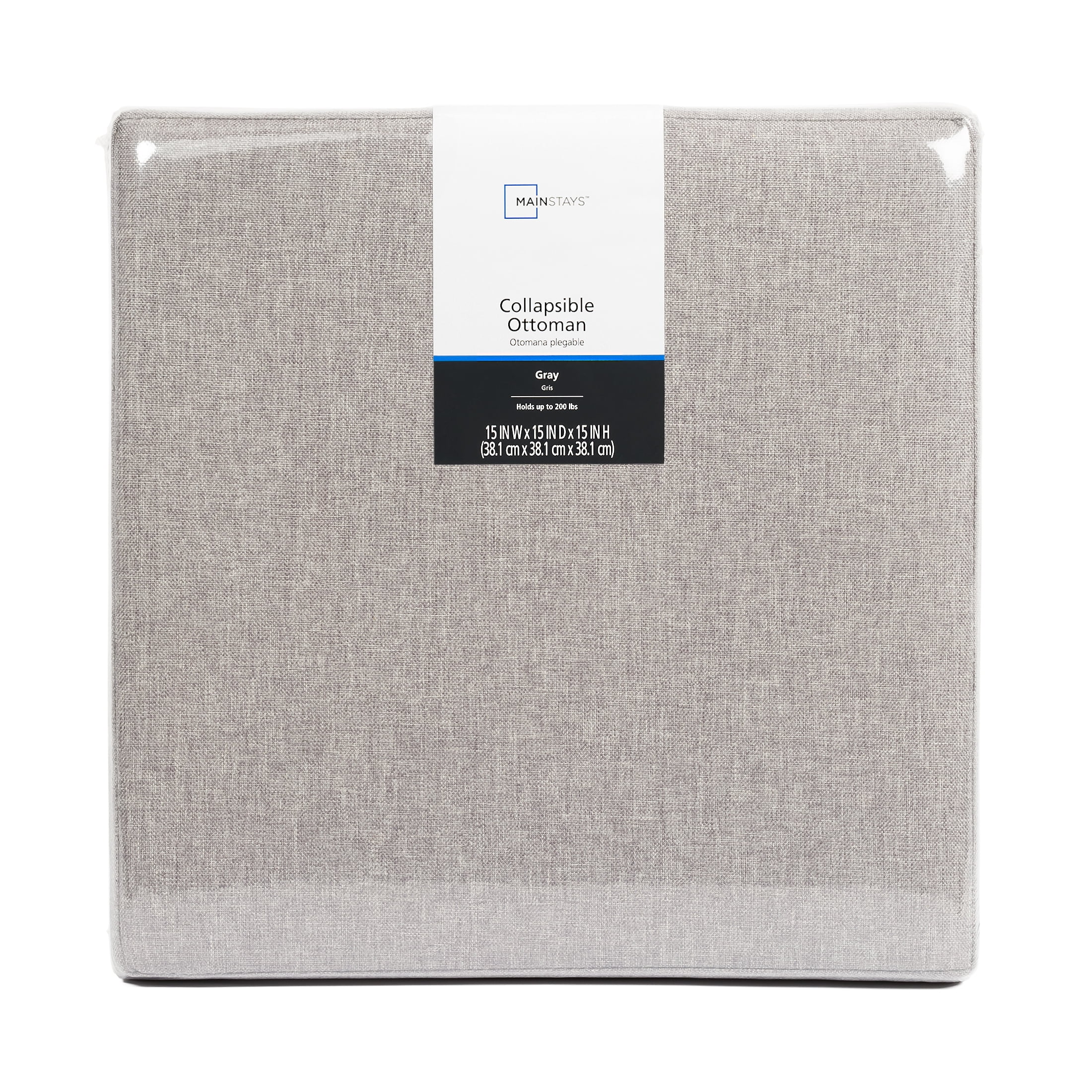 Mainstays Collapsible Storage Ottoman, Gray