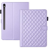 For Samsung Galaxy Tab S9 11.0 inch Release 2023 (SM-X710/SM-X716) Case, Rhombus Pattern Multiple Viewing Angles Stand Slim Folio Cover (Purple)