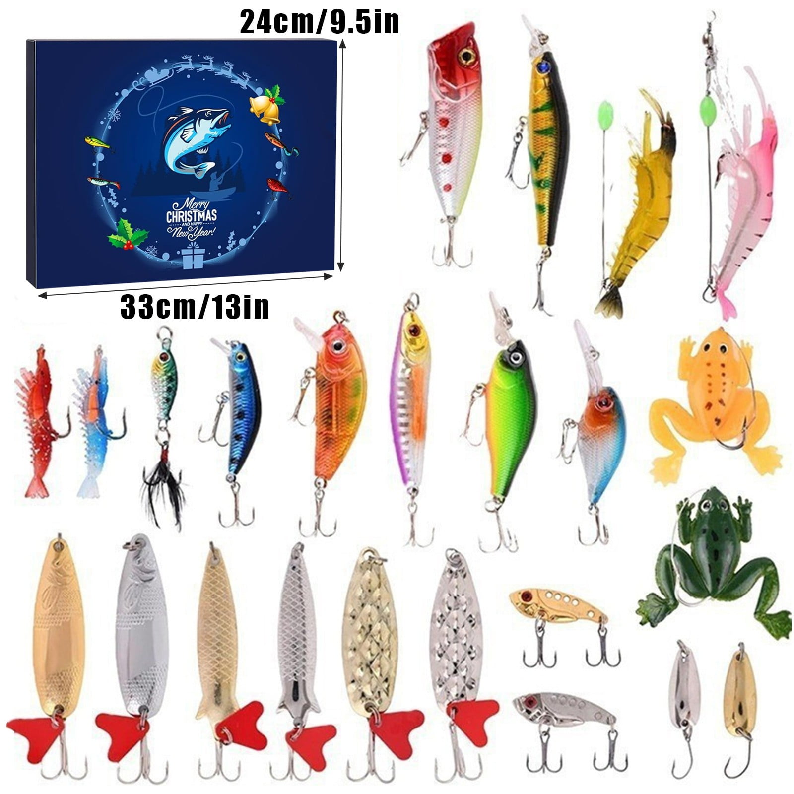 Advent Calendar Fishing 24 Day Christmas Countdown Fishing Lures Set Surprise Gifts for Fishermen Dad Men Boys Stocking Stuffers Xmas Gifts for Fishing Lovers Tackle Box Essentials