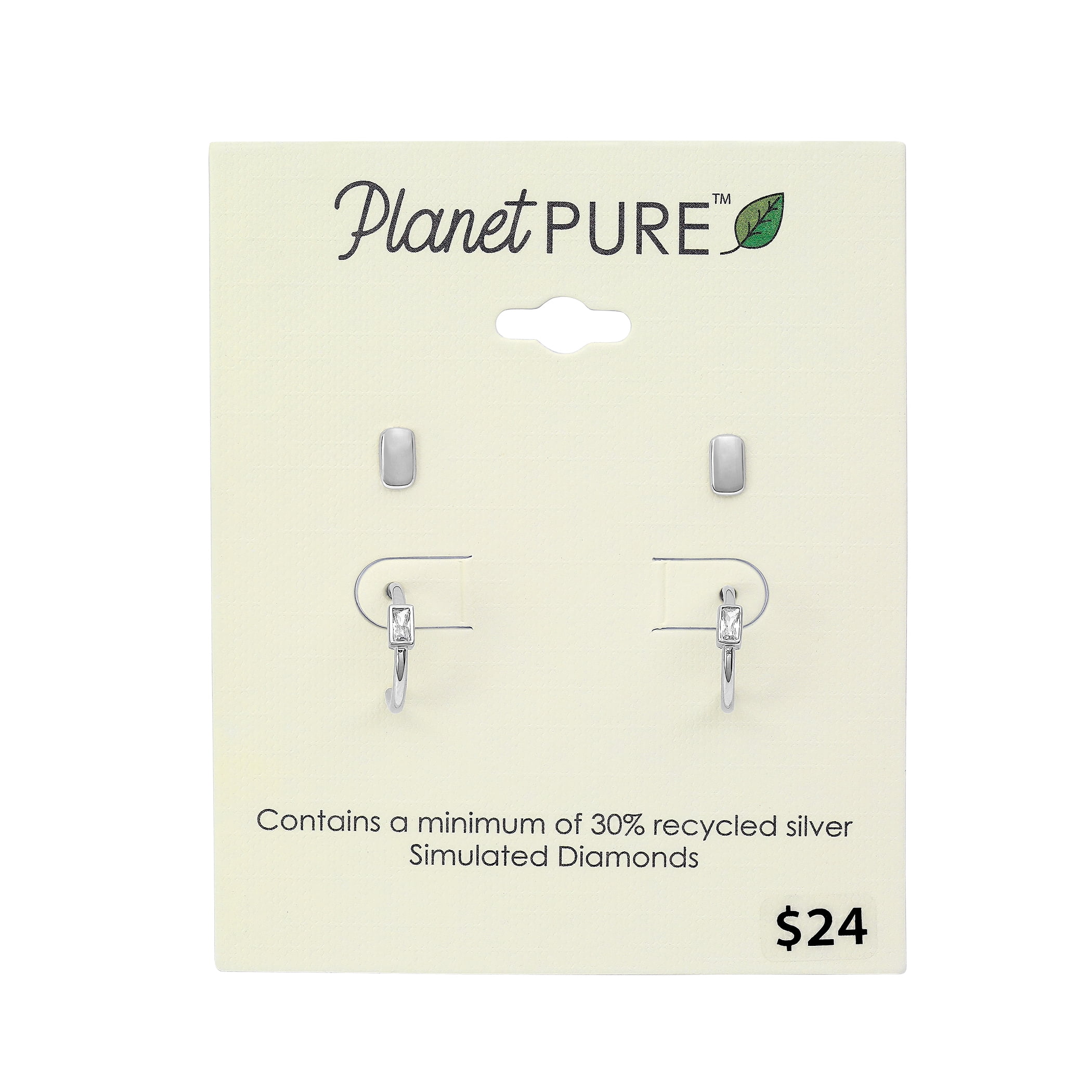 Planet Pure Women's Simulated Diamonds Earring Set in Recycled Sterling Silver
