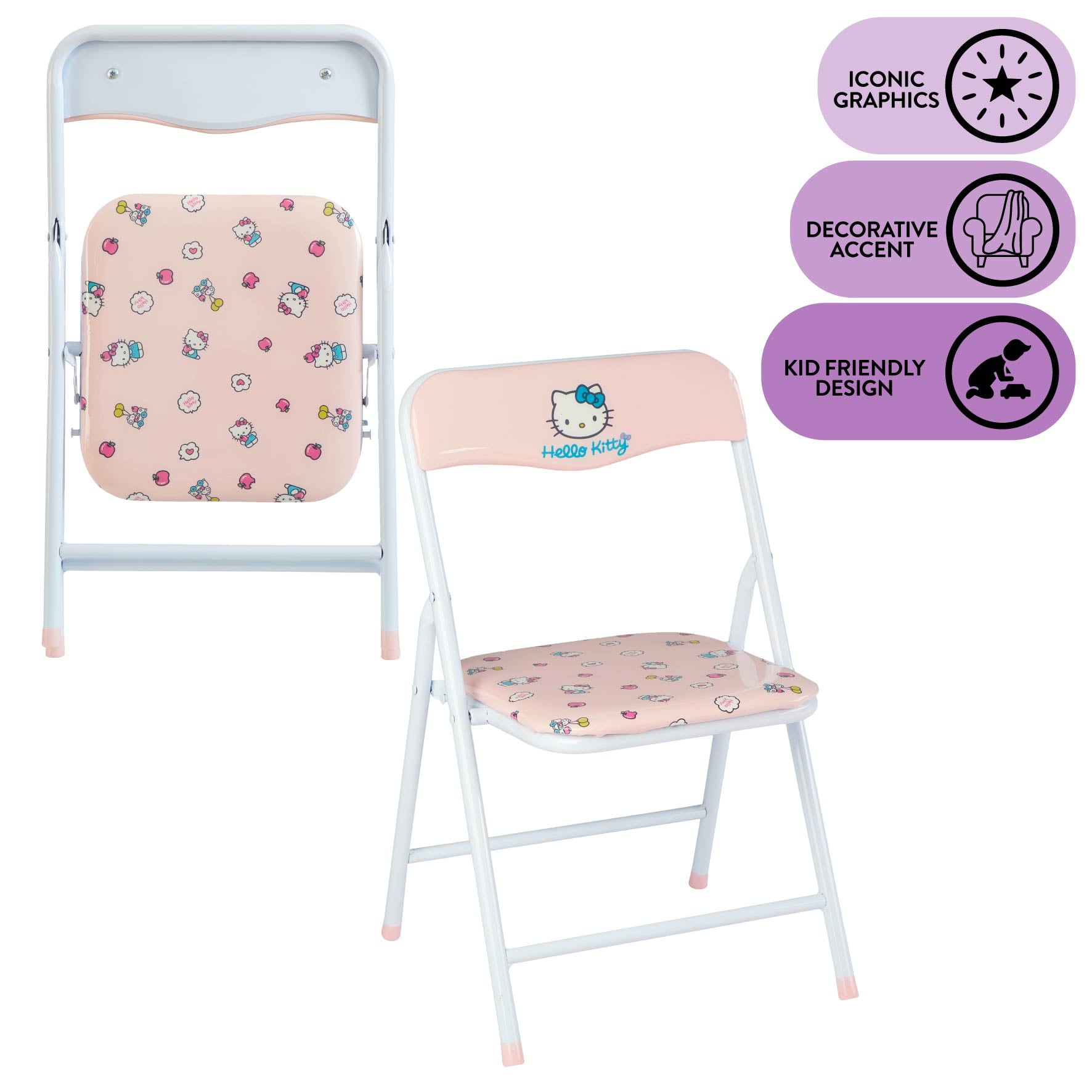 HELLO KITTY テーブル 60cm x 80cm Hello Kitty Kids' 3-Piece Table and Chairs Set, Pink