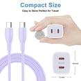 thumbnail image 5 of USB C Charger Fast Charging, 25W Dual Port PD Charger Block with 2pcs USB C to C Cable 6FT, Type C Charger Wall Charger Adapter Charging Box USB C Brick Cube with Type C Phone Charger Cords, Purple, 5 of 8