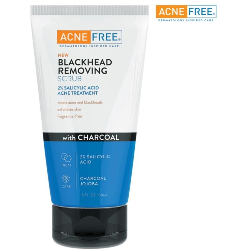 2 Pack Acne Free Blackhead Removing Exfoliating Face Scrub With 2 Salicylic Acid & Charcoal