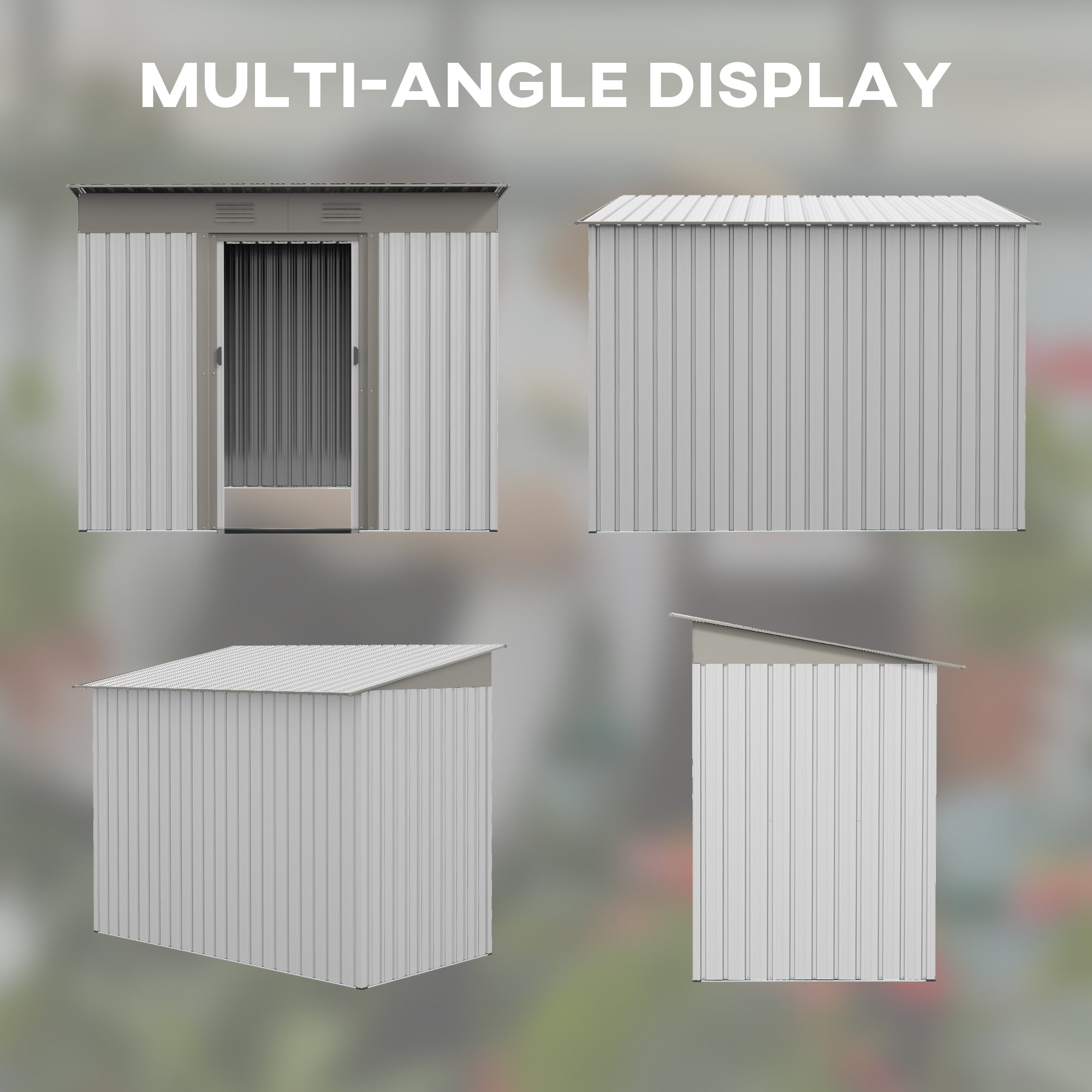 Outsunny Metal Outdoor Storage Shed with Vents, 7' x 4', Silver