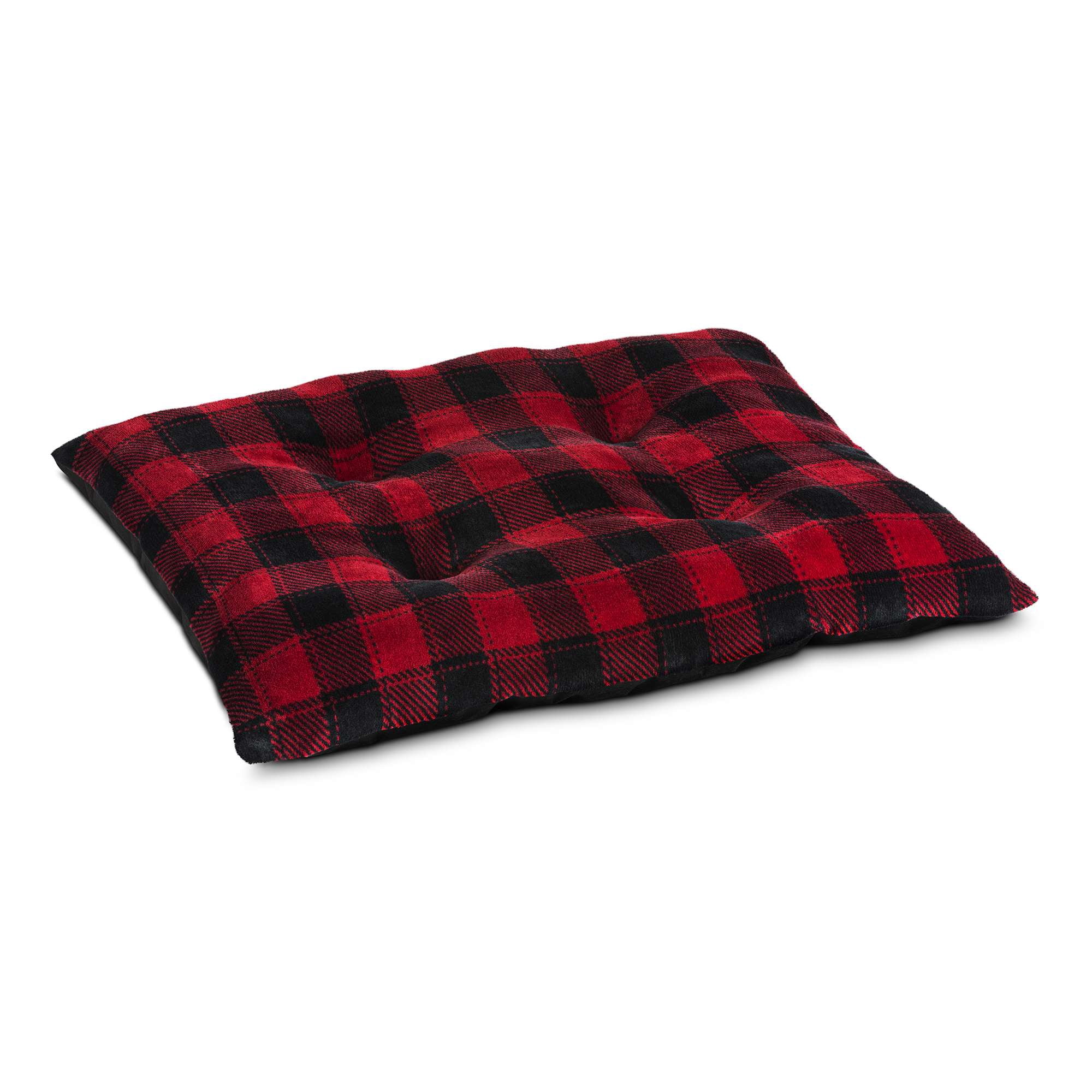 Vibrant Life Medium Dog Bed, Plush Tufted Red Buffalo Plaid