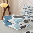 thumbnail image 5 of Castle Fairy Boho Geometric Quatrefoil Zipper Twin Comforter Sets with Fitted Sheet and 2 Pillowcases,Minimalism Rhombus Grid Zipper Bedding Set,Blue Gray Ivory,Reversible, 5 of 7