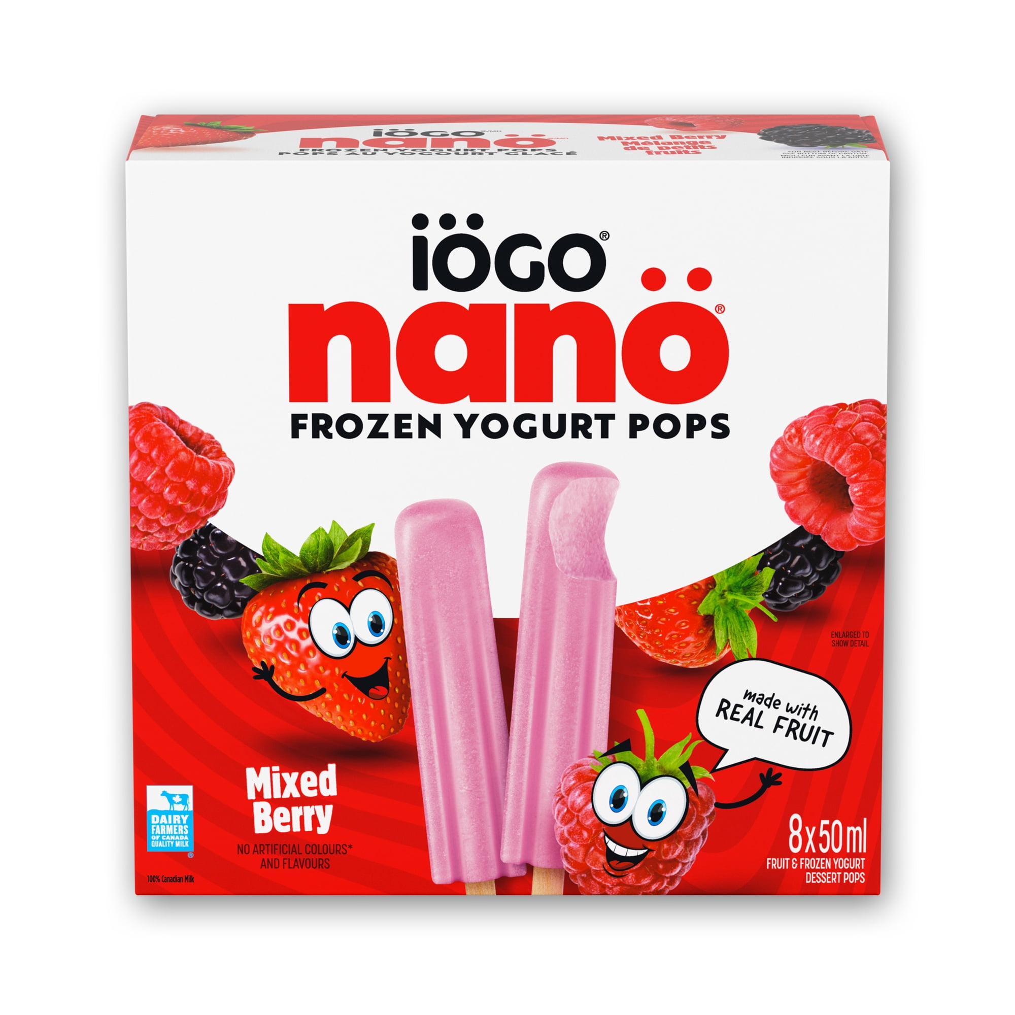 IÖGO Nano Frozen Yogurt Pops, Mixed Berry, Real Fruit & Dairy, 45