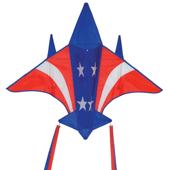 In the Breeze 3156 — Patriot Jet Kite — Stars and Stripes Plane Kite — Fun and Colorful Easy Flying Single Line Kite for All Ages