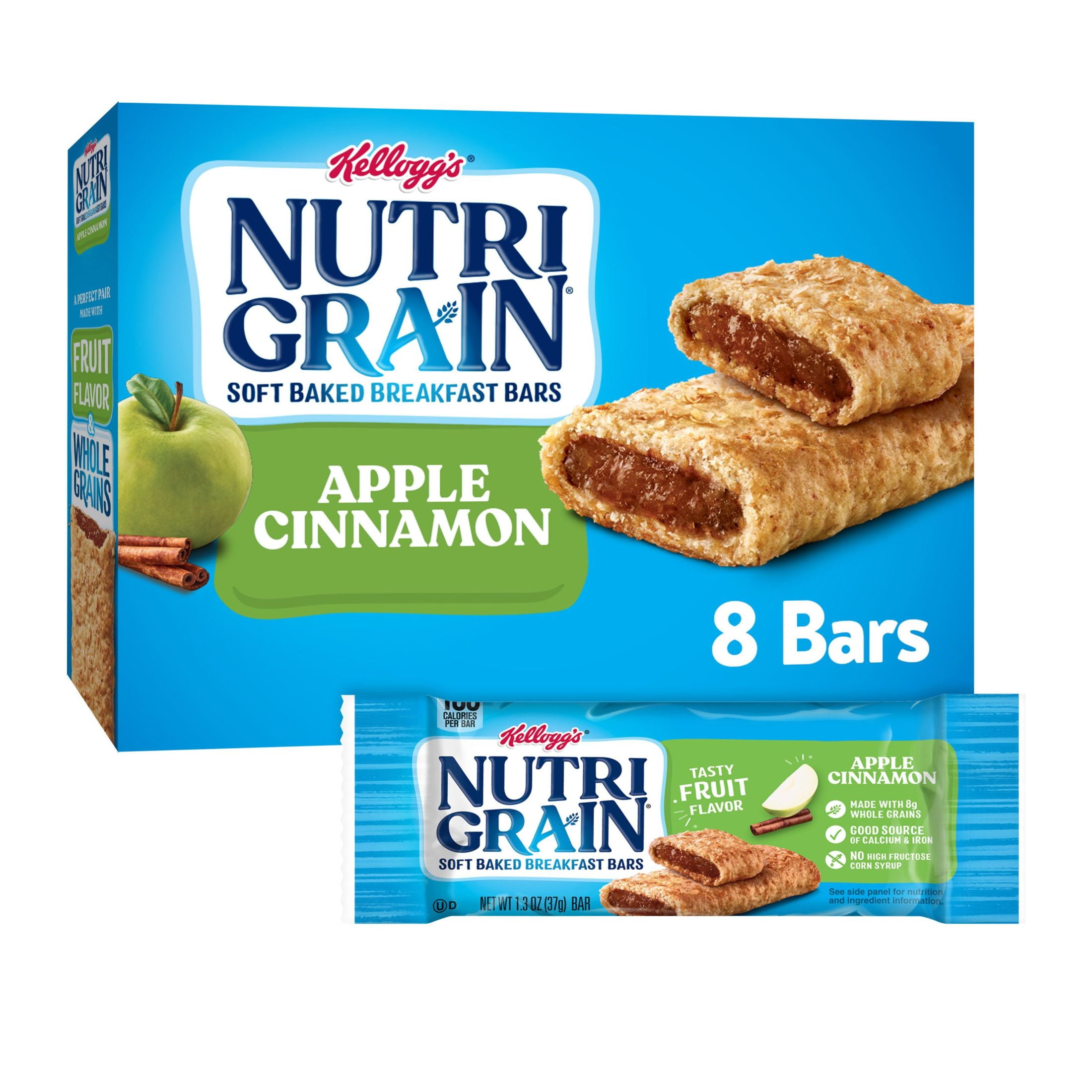 NutriGrain Apple Cinnamon Chewy Soft Baked Breakfast Bars, Box, 10.4