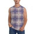 thumbnail image 2 of Lsque Heart Check Plaid Print Men's Cotton Blend Sleeveless Muscle Shirts (S-3XL)- Moisture Wicking, Odor Protection, UPF 30+,X-Large, 2 of 8