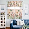 thumbnail image 2 of Pink Flowers Kitchen Curtains Sets for Windows 36 Inch Length, Spring Floral Butterfly Elegant Pastoral Botanical Rod Pocket Window Treatments Tier Curtains and Valances Set for Bedroom/Bathroom, 2 of 8