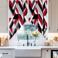 thumbnail image 4 of Modern Seamless Stitching Swag Curtain Valance for Windows, Red Black Geometric Window Treatments Short Swag Topper for Kitchen Windows Bathroom Bedroom, 28"x36", 4 of 8