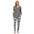 thumbnail image 1 of MintLimit Women's Pajamas Set Long Sleeve Tops and Check Plaid Pants Sleepwear Soft Lounge Set, 1 of 5