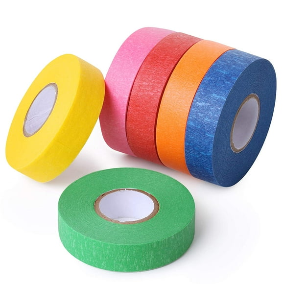 Colored Masking Tape,Colored Painters Tape for Arts & Crafts, Labeling or Coding - Art Supplies for Kids - 6 Different Color Rolls - Masking Tape