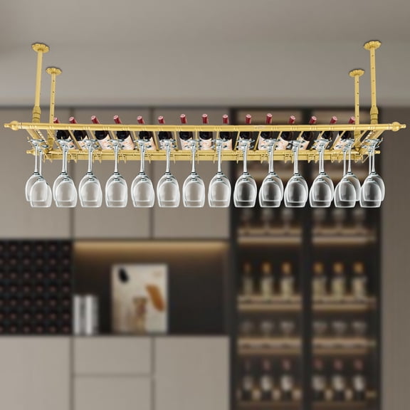 Ceiling Wine Glass Rack Hanging Bar Wall Wine Rack Glass Holder Adjustable Goblets Stand