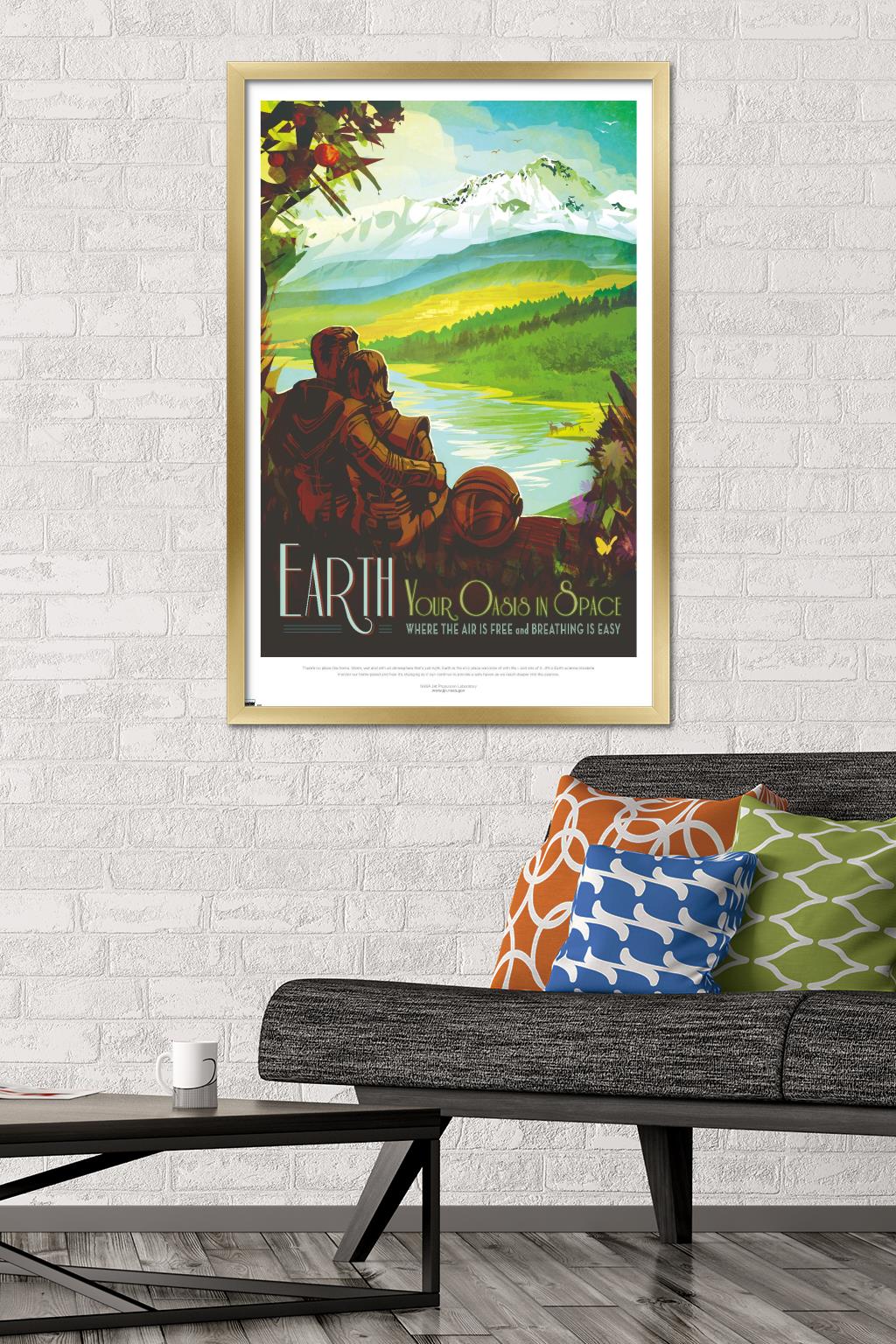 NASA - Earth Travel Poster Wall Poster, 22.375" x 34" Framed