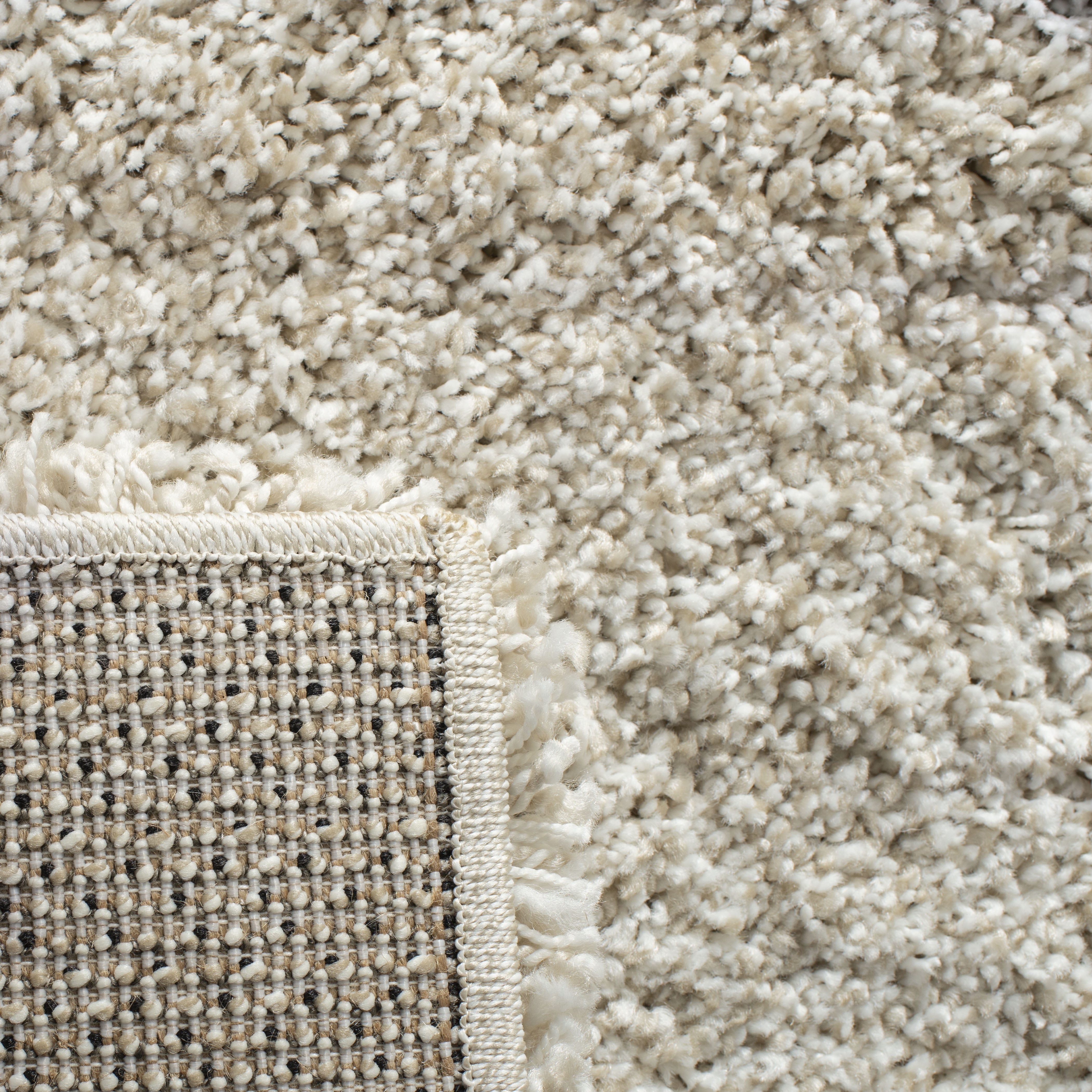 SAFAVIEH Hudson Amias Plush Geometric Shag Area Rug, Ivory/Grey, 10' x 10' Square