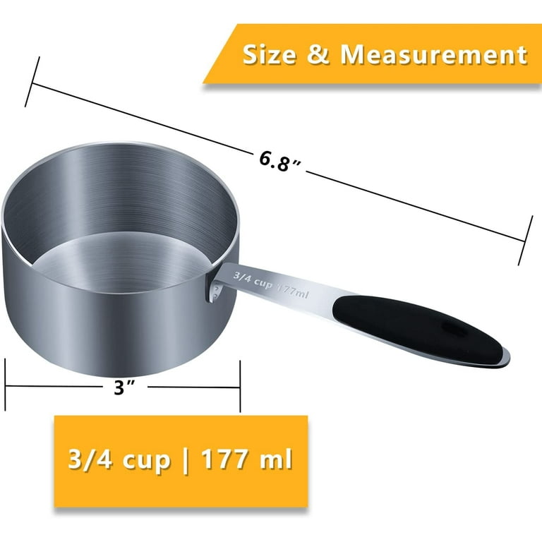 3/4 Cup(12 Tbsp | 177 ml |177 cc| 6 oz) Measuring Cup, Stainless Steel  Measuring Cups, Single Metal Measuring Cup, Kitchen Gadgets for Cooking