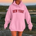 thumbnail image 3 of New York Hoodies for Women 2025 Fall Winter Long Sleeve Hooded Sweatshirt with Pockets Pullover Tops Streetwear, 3 of 4