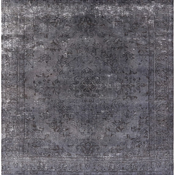 Ahgly Company Machine Washable Indoor Square Industrial Modern Gray Area Rugs, 8' Square