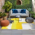 thumbnail image 2 of Yellow Gray Outdoor Rug for Patio/Deck/Porch, Non-Slip Large Area Rug 5 x 7 Ft, Oil Painting Abstract Modern Geometric Indoor Outdoor Rugs Washable Area Rugs, Reversible Camping Rug Carpet Runner, 2 of 8